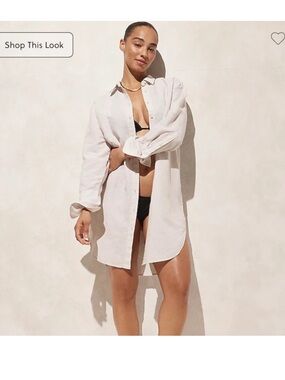 J. Crew Light Cream Linen Button-Front Dress shirt Cover-Up
